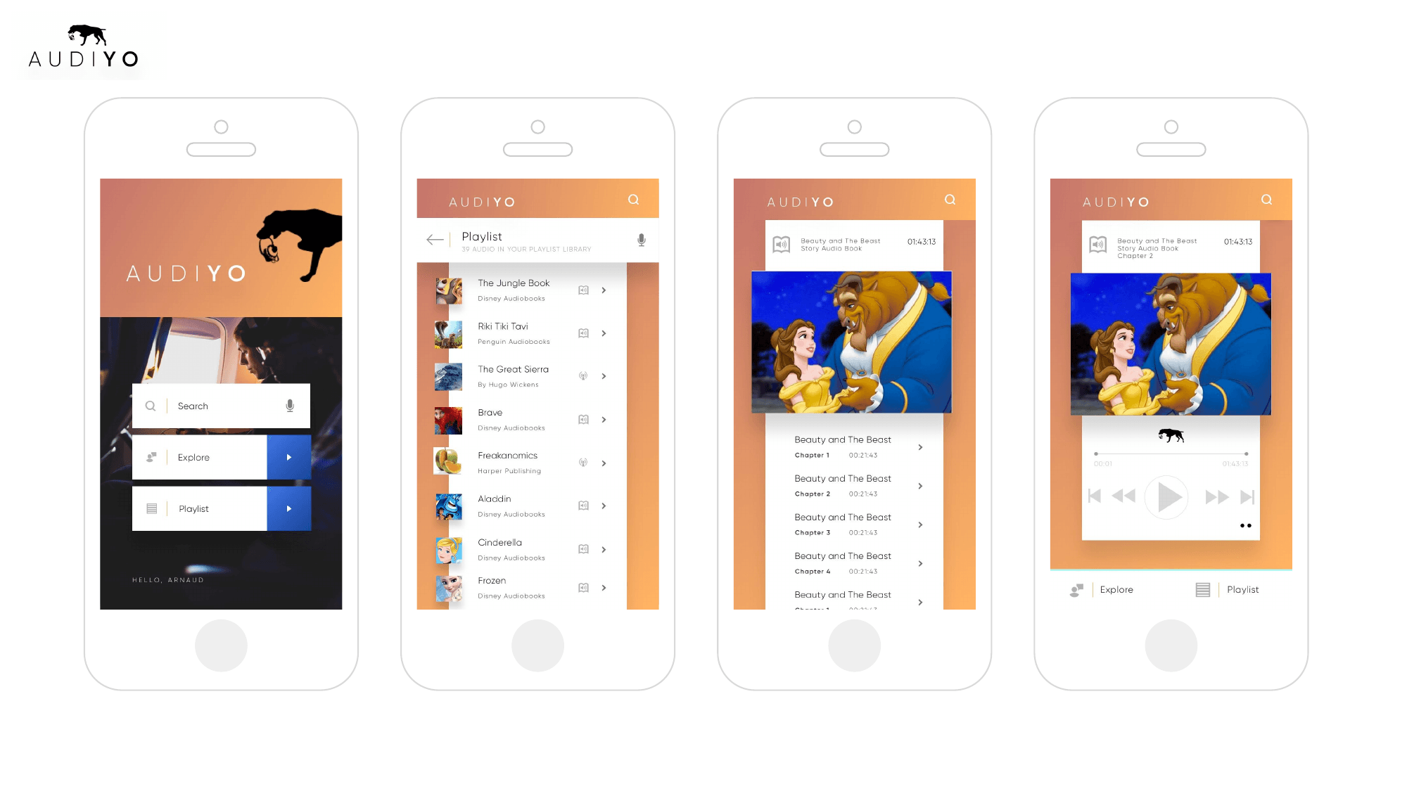 AUDIYO playlist function screens